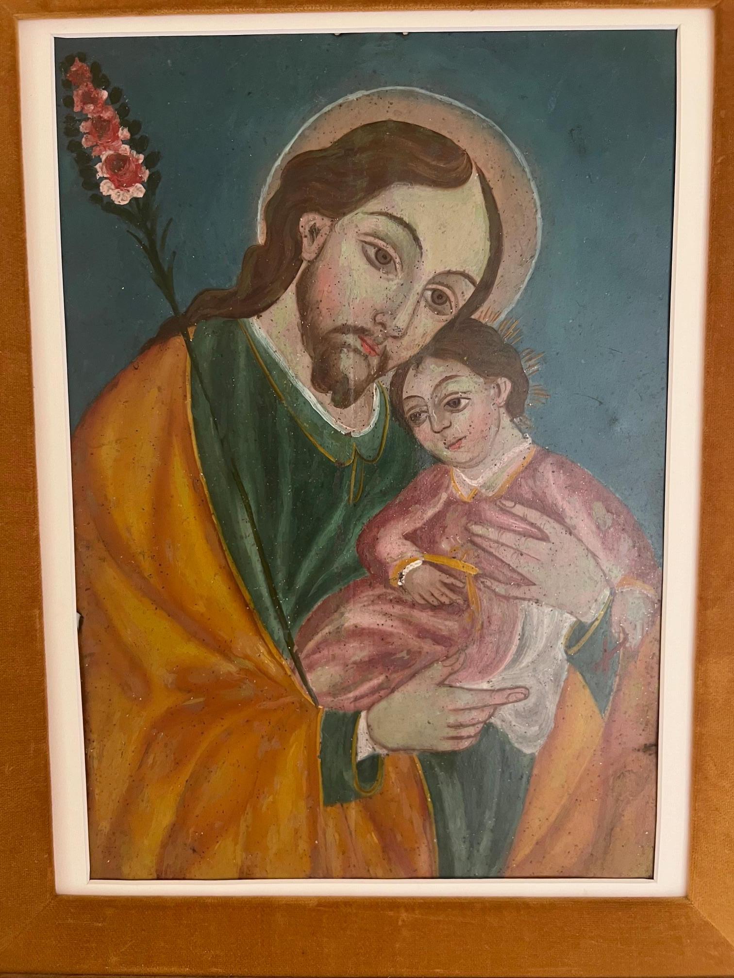 19th Century Framed Retablo of St. Joseph  For Sale 7