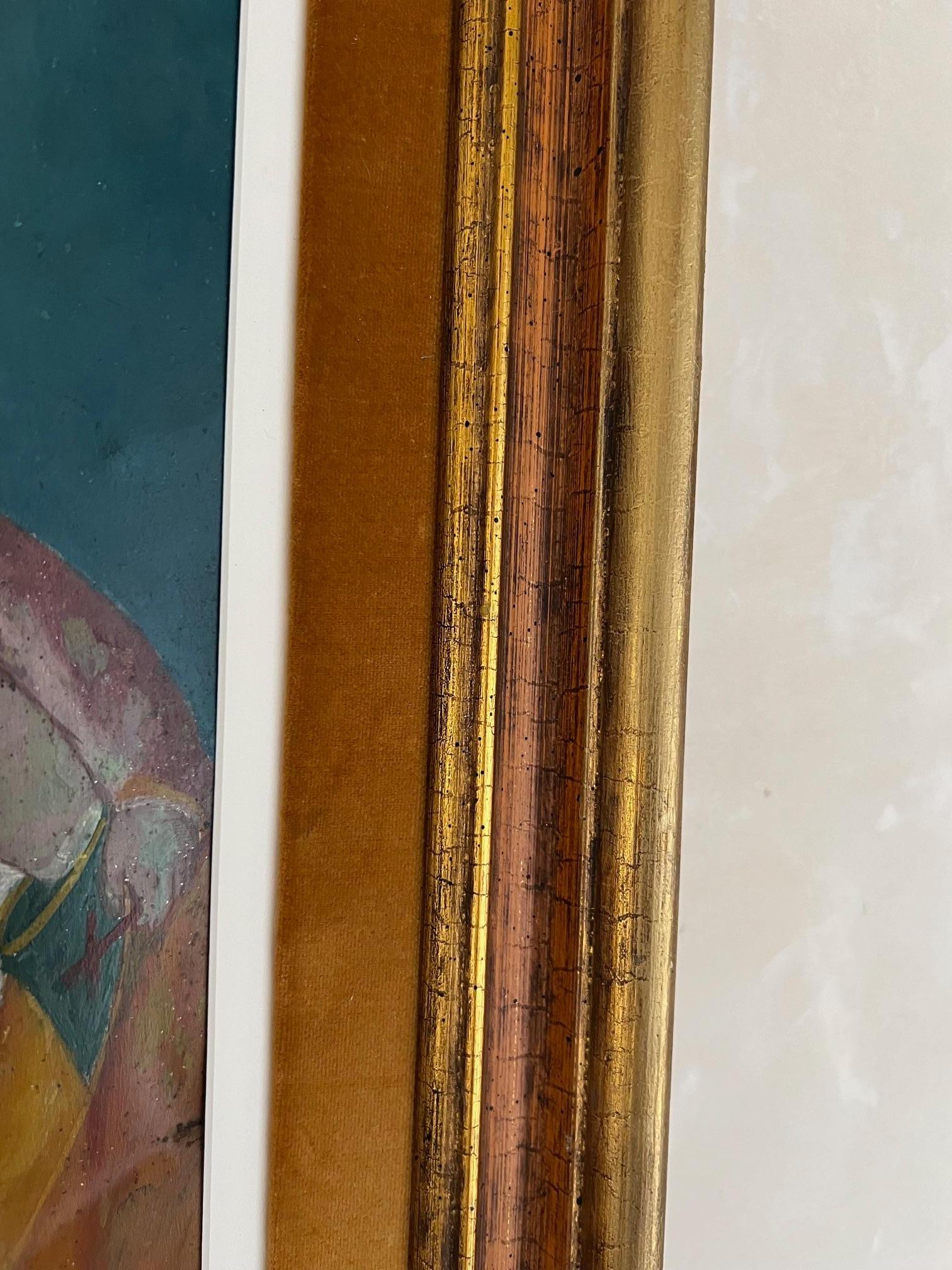 Peint à la main Retablo de Saint Joseph encadré du 19ème siècle  en vente