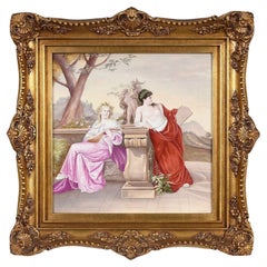 Placca in porcellana Royal Vienna del XIX secolo incorniciata con raffigurazione di fanciulle classiche