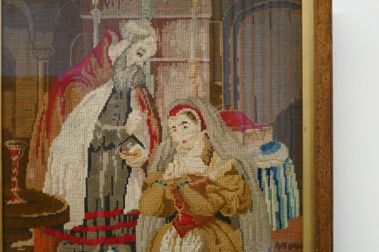 19th Century Framed Scottish Tapestry In Fair Condition For Sale In Chillerton, Isle of Wight