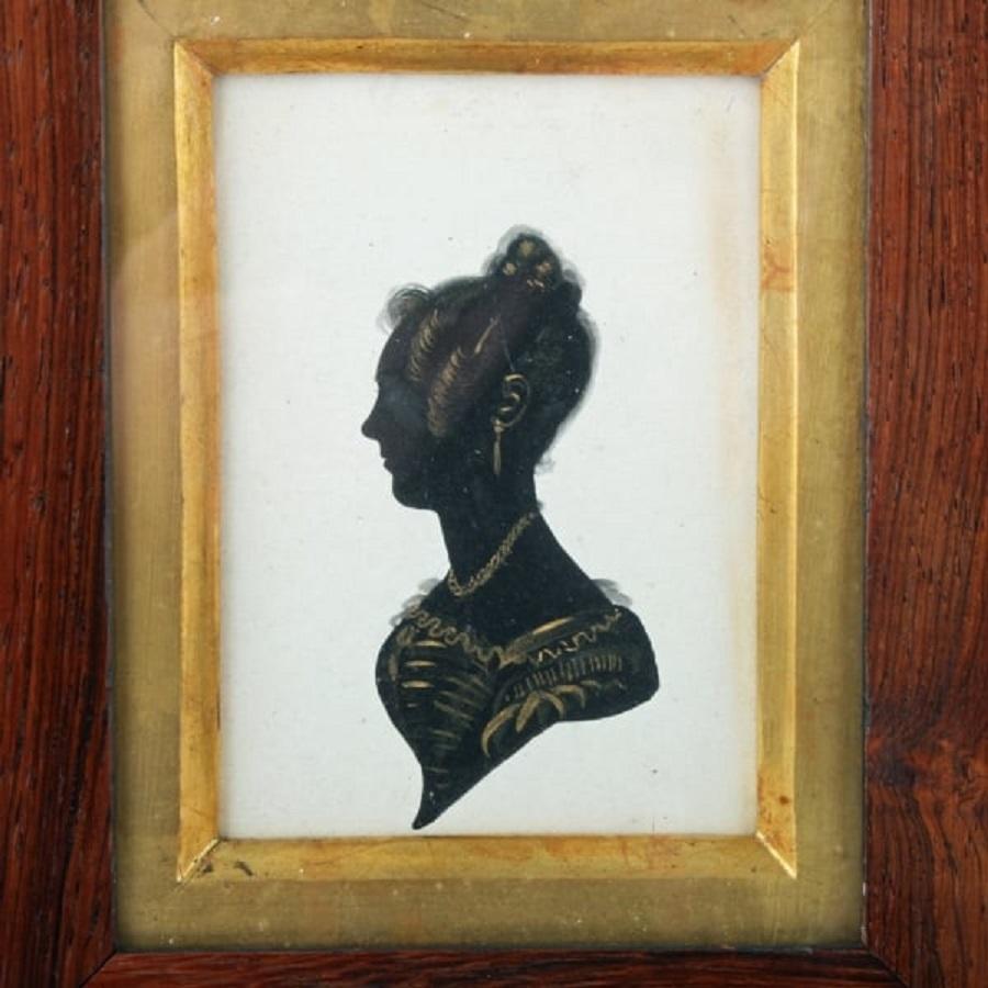 European 19th Century Framed Silhouette For Sale