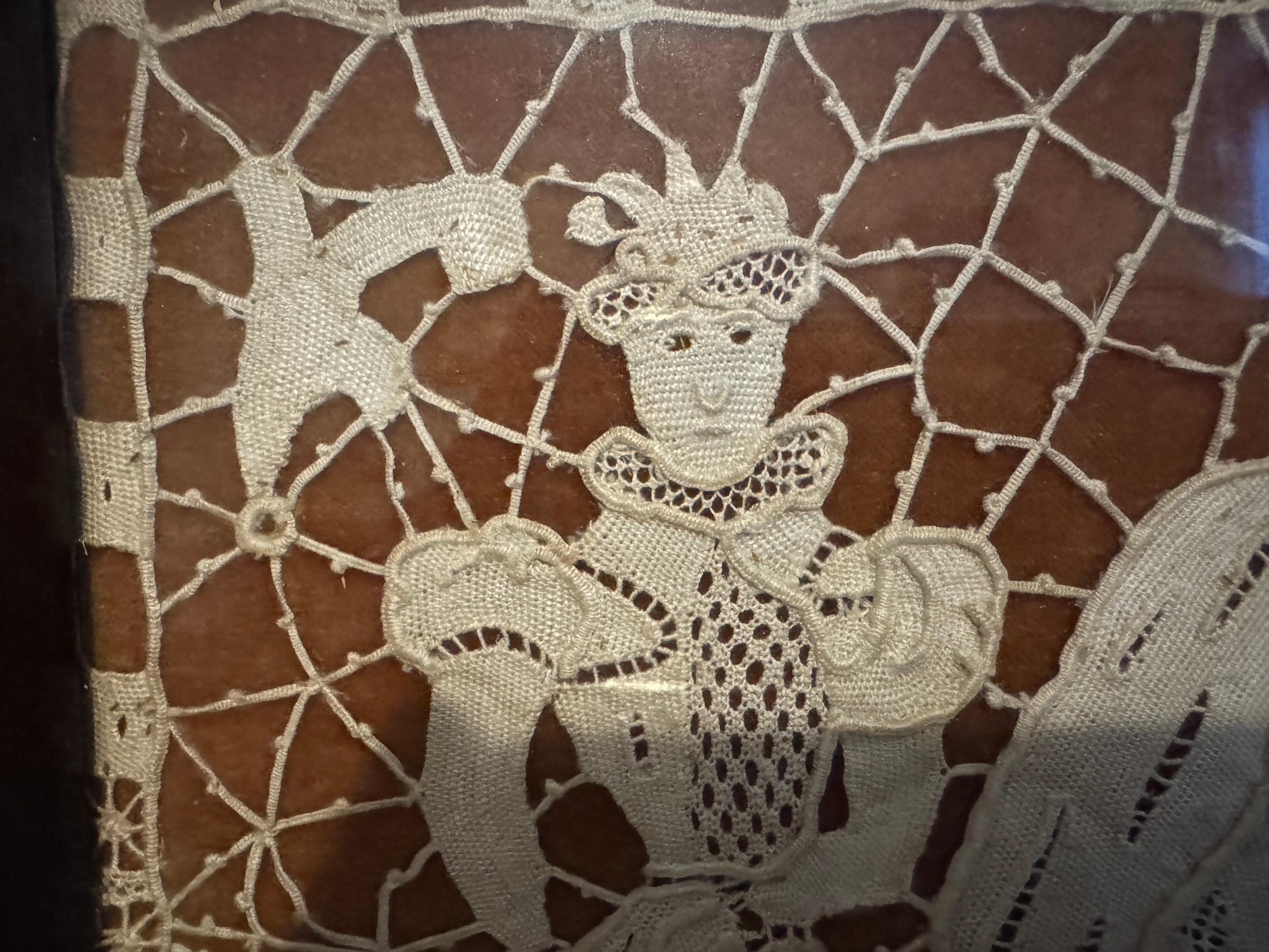 Rococo 19th Century Framed Victorian Needle / Bobbin Lace For Sale