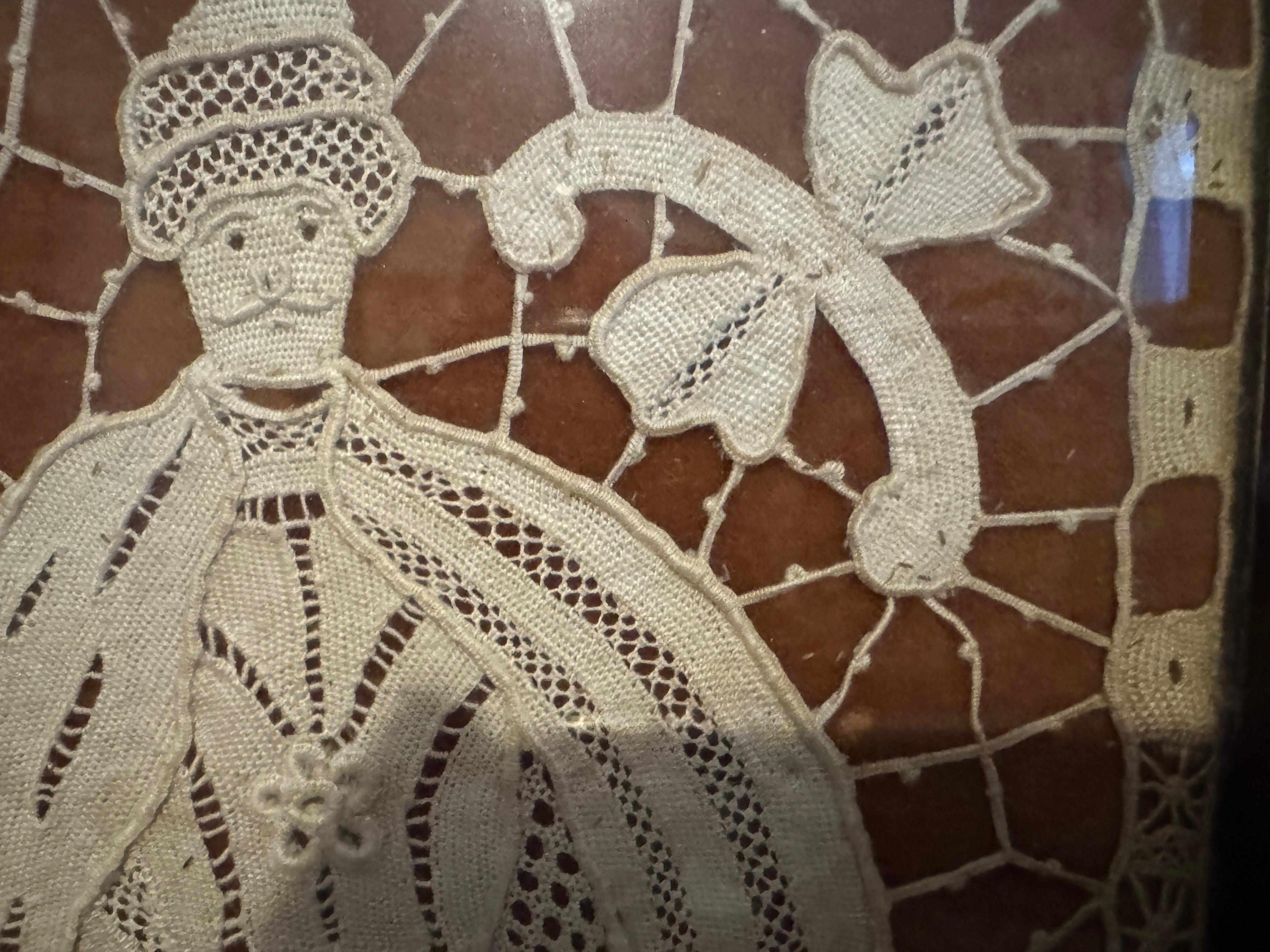 European 19th Century Framed Victorian Needle / Bobbin Lace For Sale