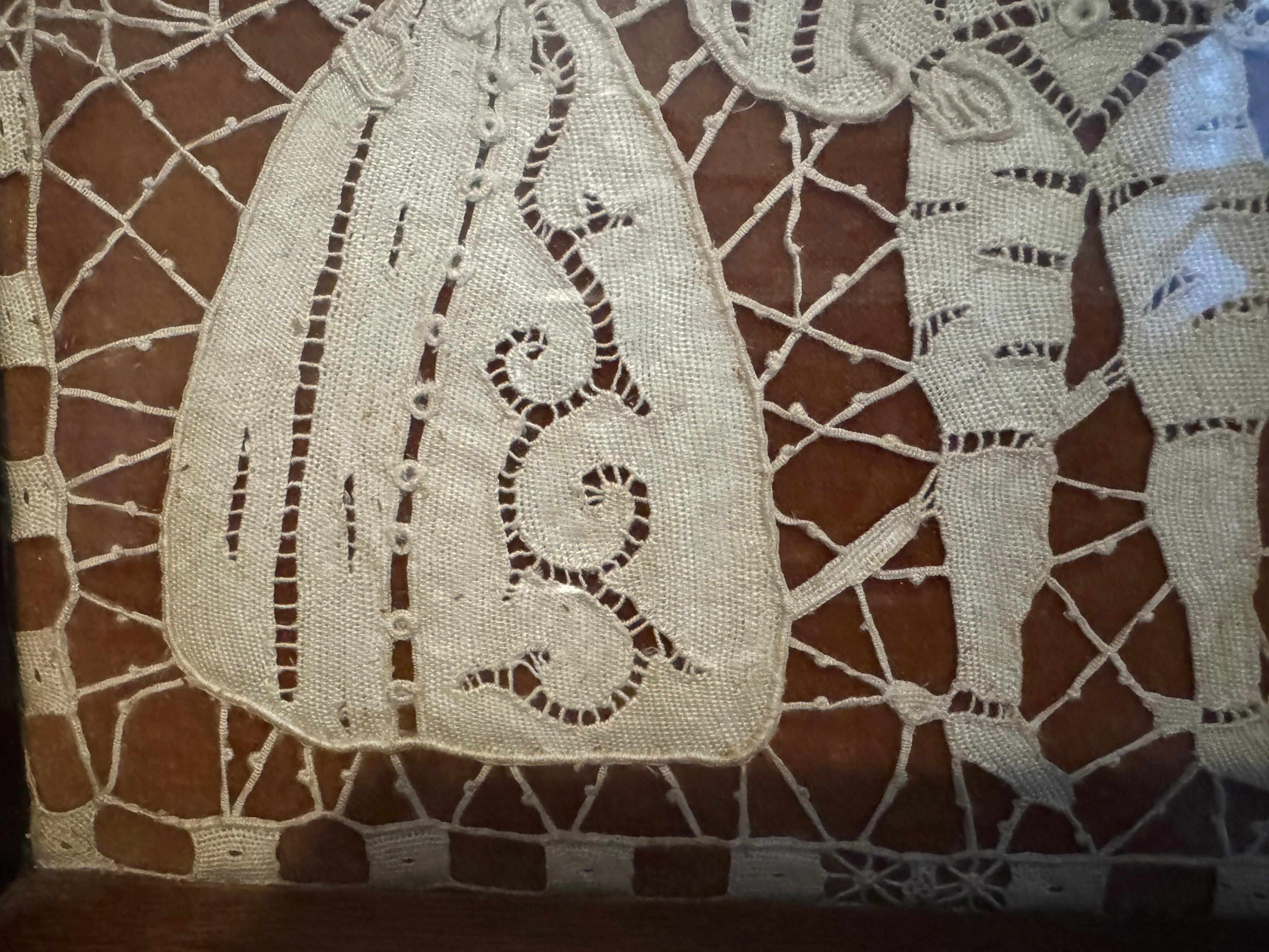 19th Century Framed Victorian Needle / Bobbin Lace In Good Condition For Sale In Basildon, GB