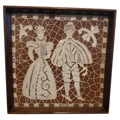 19th Century Framed Victorian Needle / Bobbin Lace