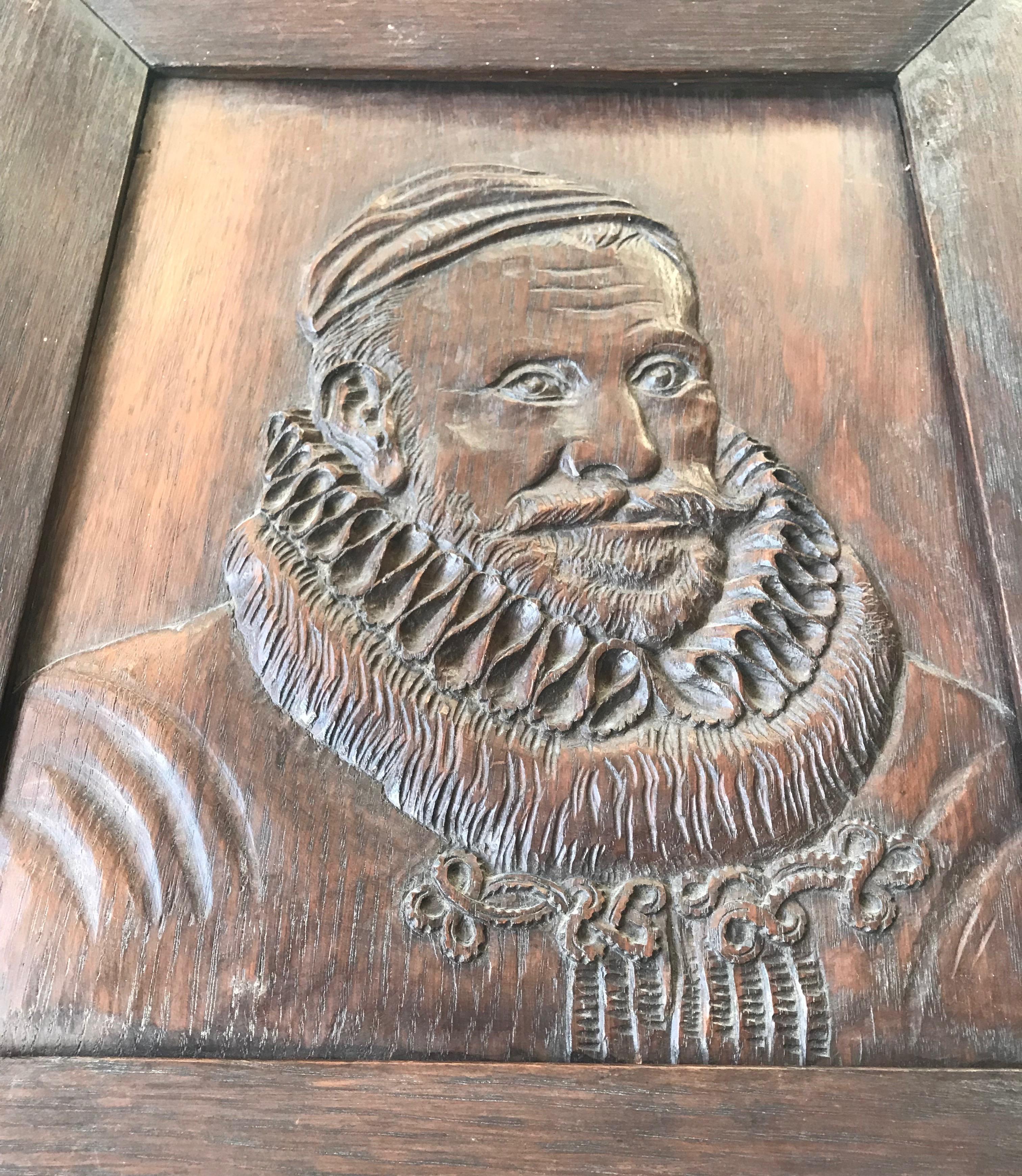 Hand-Crafted 19th Century Framed Wall Sculpture / Portrait of William I. or Willem Van Oranje For Sale