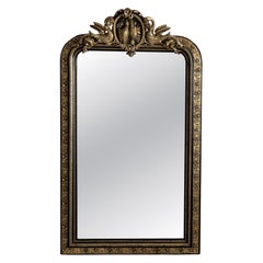 19th Century France Antique Gold Carved Giltwood Arched Mirror