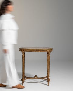 19th Century France Antique Gold Giltwood Carved Giltwood Gueridon Table