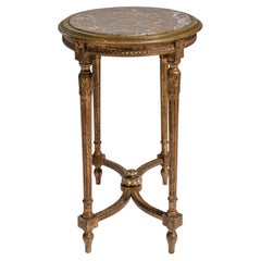 19th Century France Antique Gold Giltwood Carved Giltwood Gueridon Table