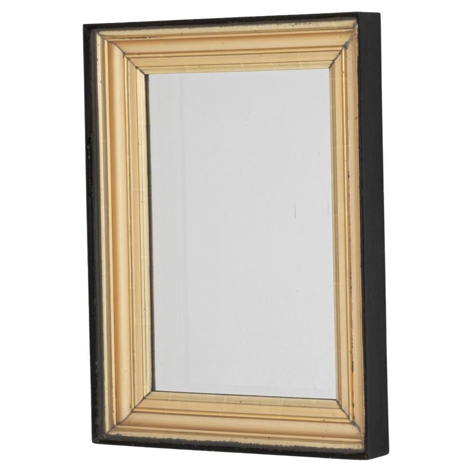 19th Century France Black & Gilded Patinated Wooden Mirror