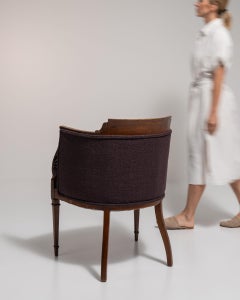19th Century France Deep Aubergine Plum Tub-Back Accent Chair