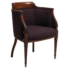 19th Century France Deep Aubergine Plum Tub-Back Accent Chair