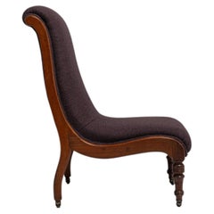 19th Century France Deep Aubergine Plum Upholstered Slipper Side Chair