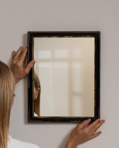19th Century France Deep Ebony Black Carved Ebonized Wall Mirror