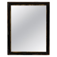 19th Century France Deep Ebony Black Carved Ebonized Wall Mirror