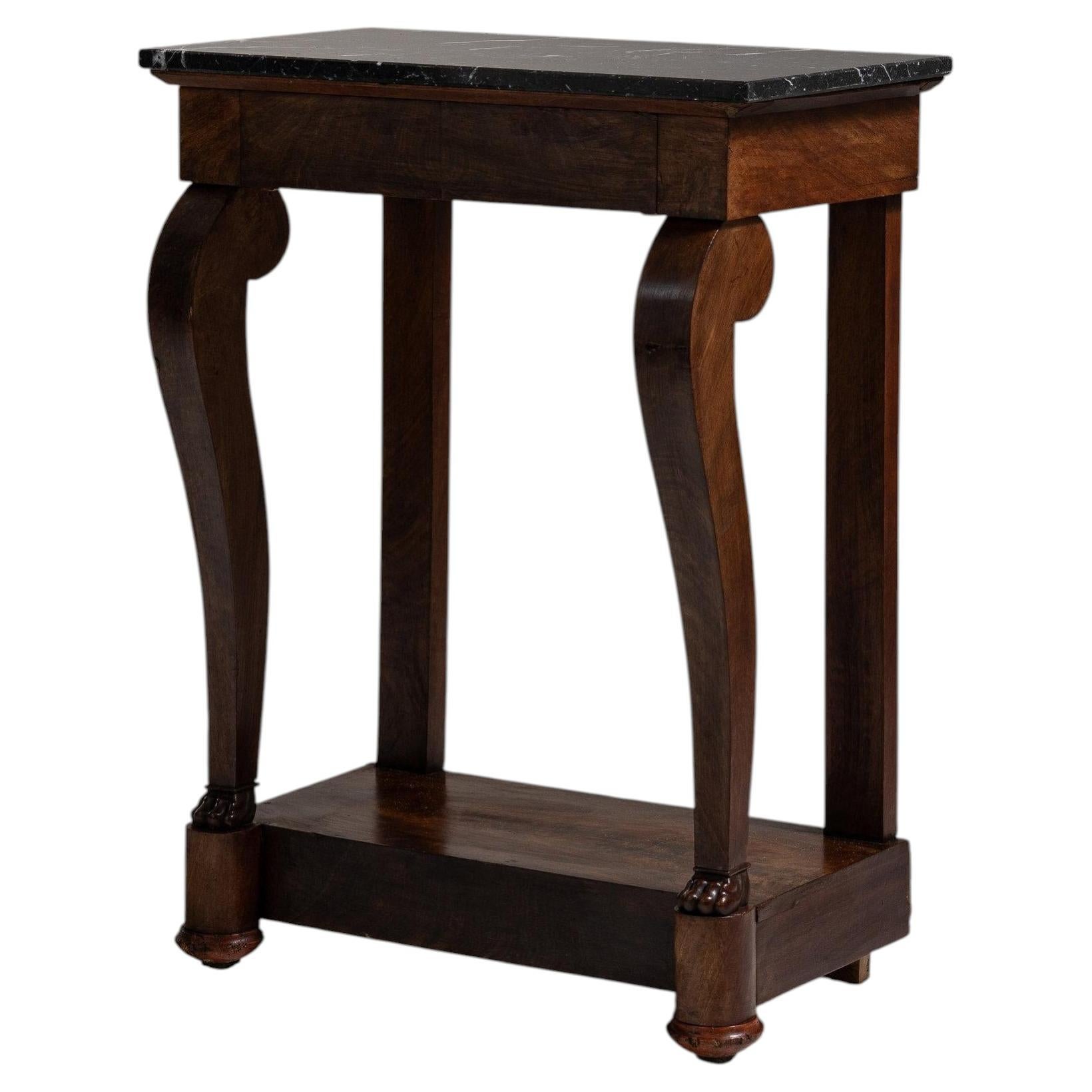 19th Century France Deep Ebony Black Ebonized Pedestal Side Table