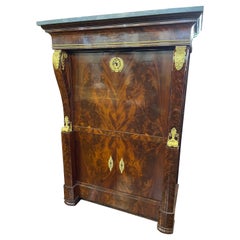 Antique 19th Century, France, Empire Mahogany Secretaire with Bardiglio Marble