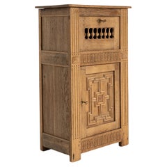 19th Century France Golden Oak Carved Oak Cupboard