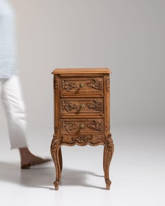 19th Century France Golden Oak Carved Oak Petite Commode