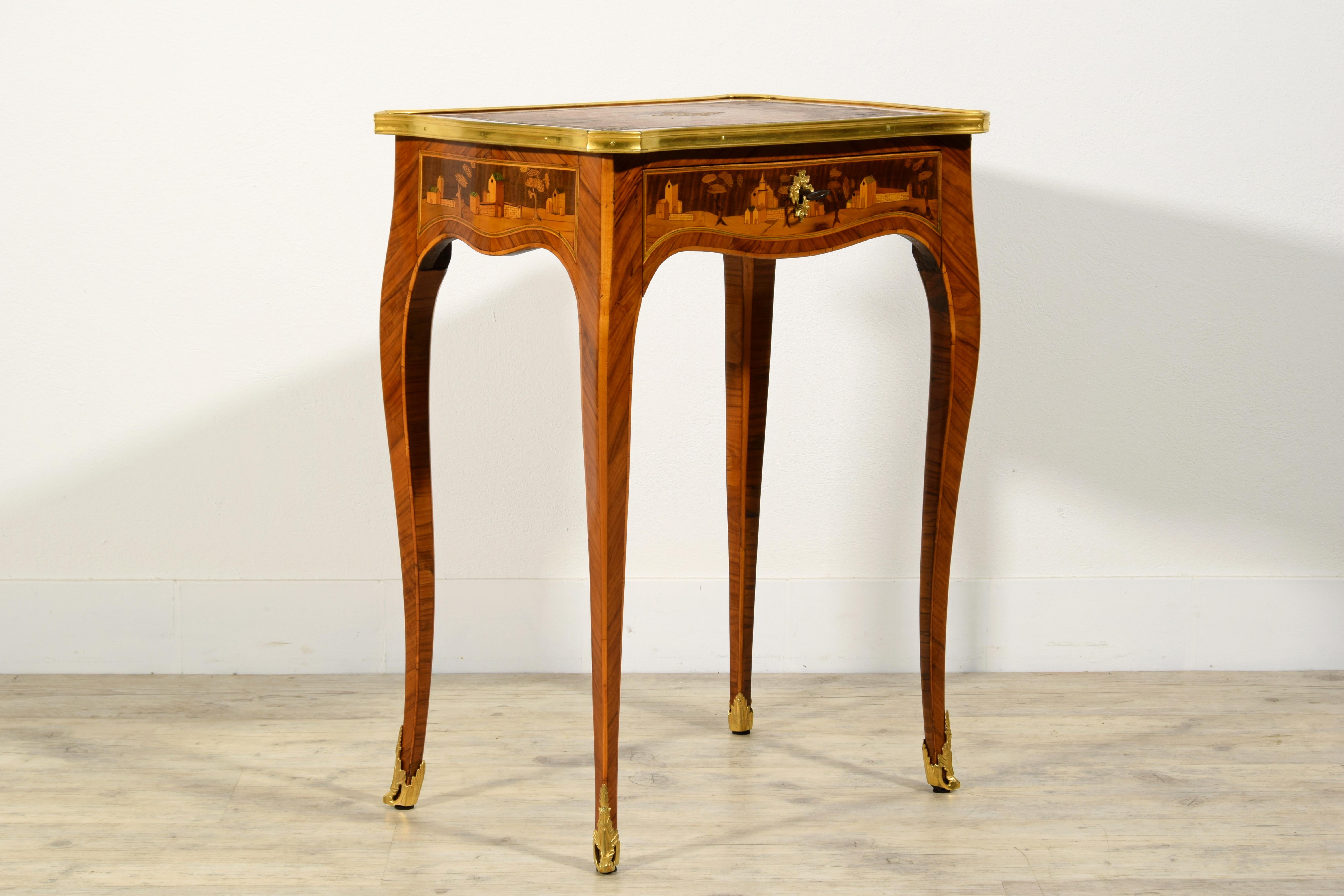 Gilt 19th Century, France Inlaid Wood Centre Table For Sale