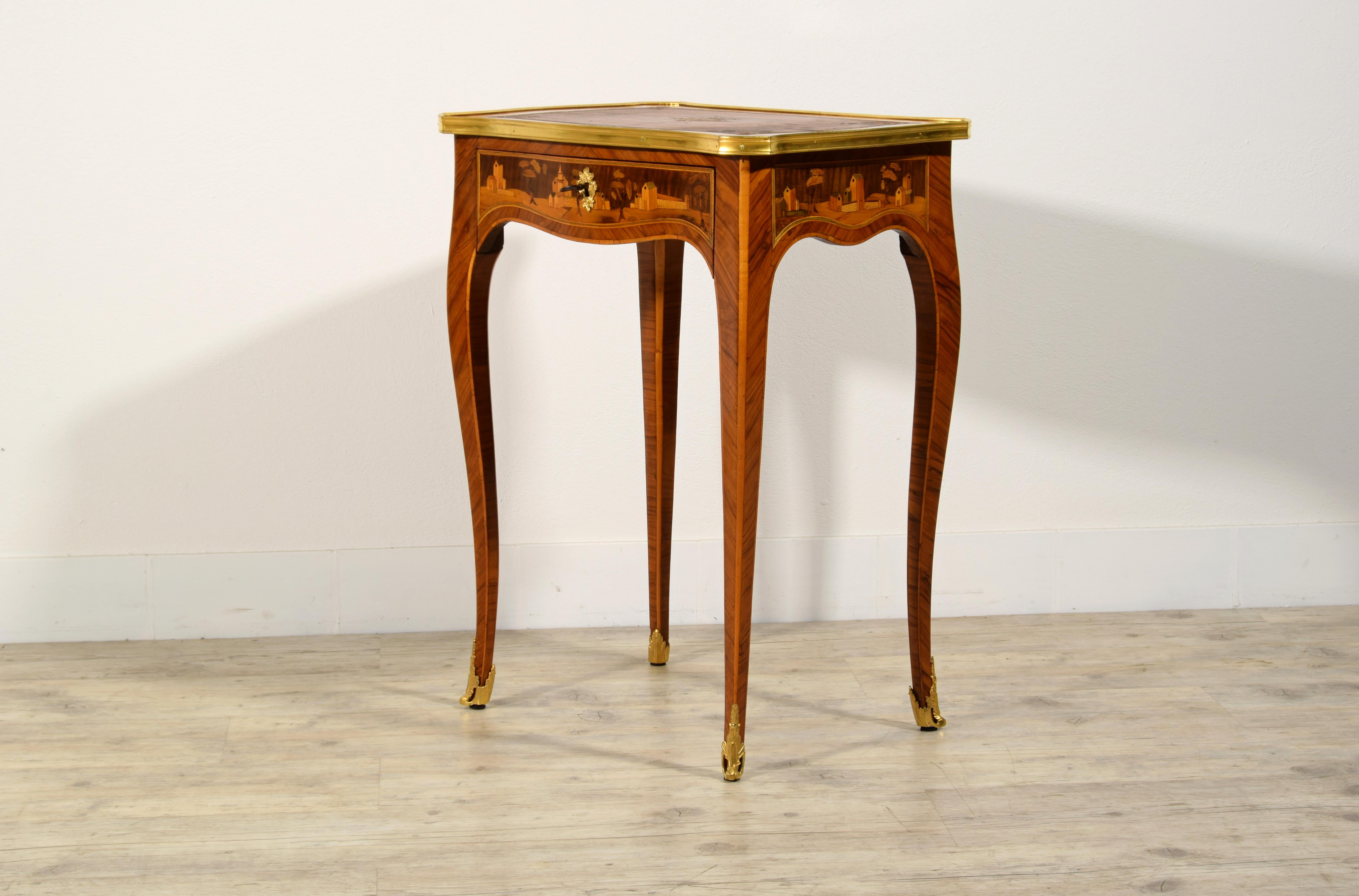 Bronze 19th Century, France Inlaid Wood Centre Table For Sale