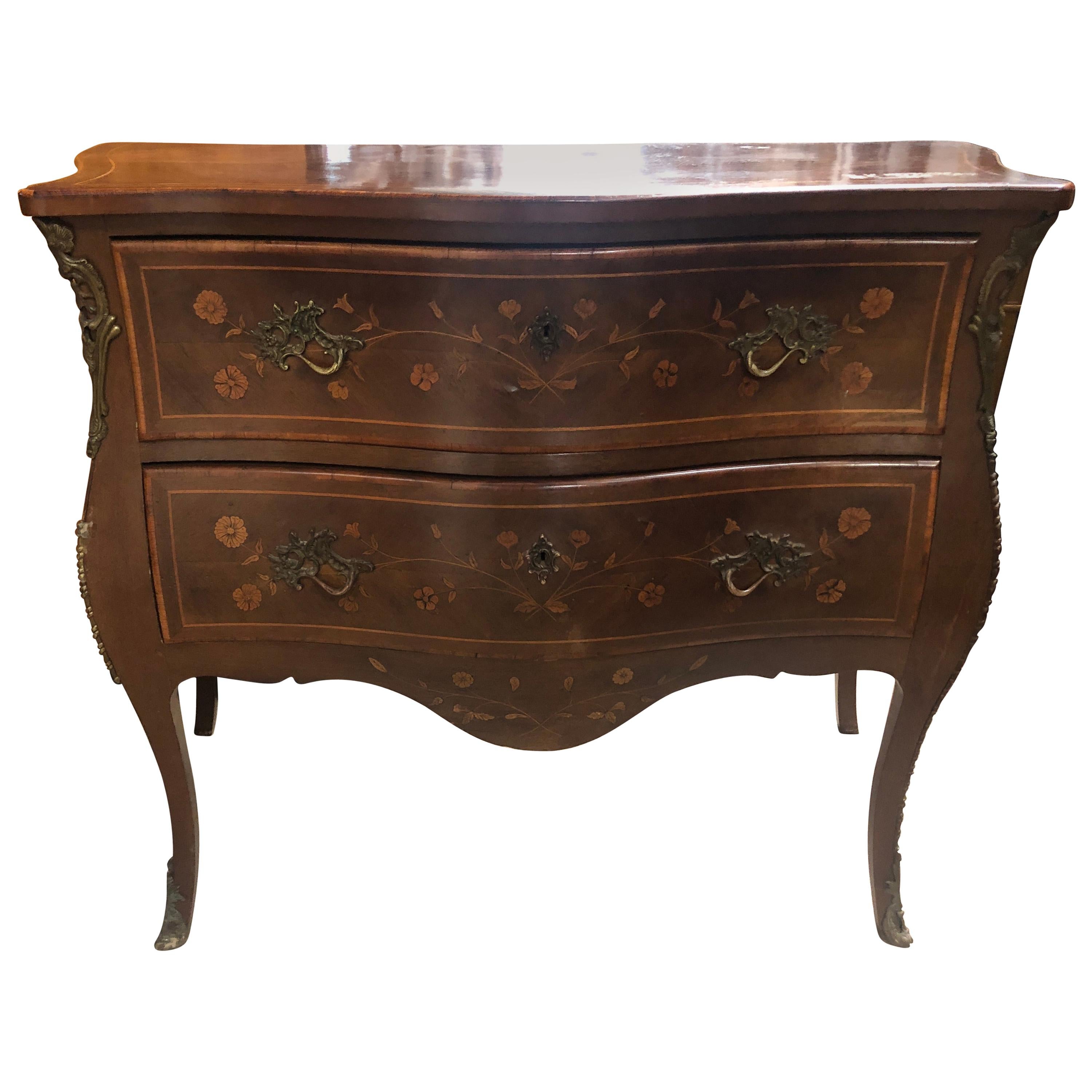 19th Century France Louis XV Mahogany Inlaid Chest of Drawers, 1890