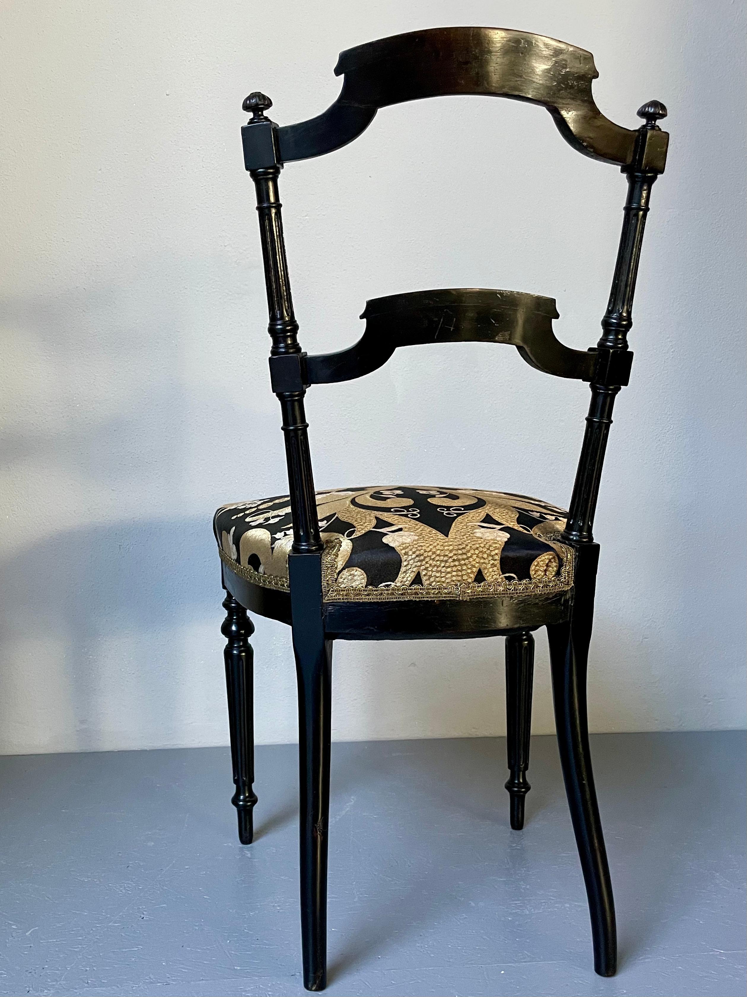 French Napoleon III Ebonized Parlor Chair, 19th Century France 