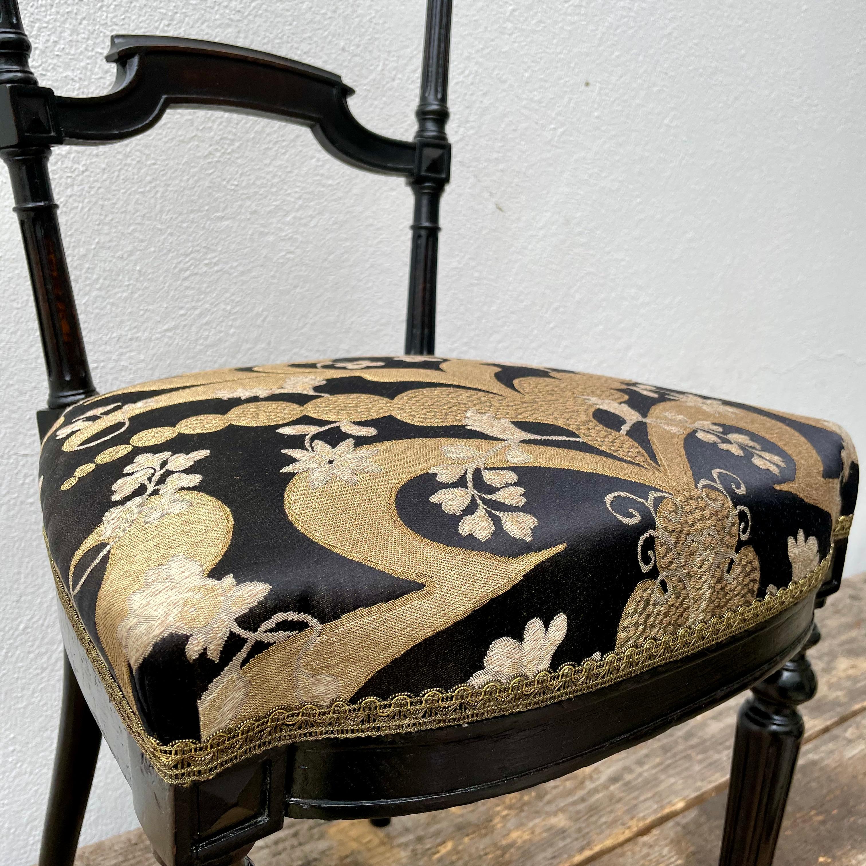 Fabric Napoleon III Ebonized Parlor Chair, 19th Century France 