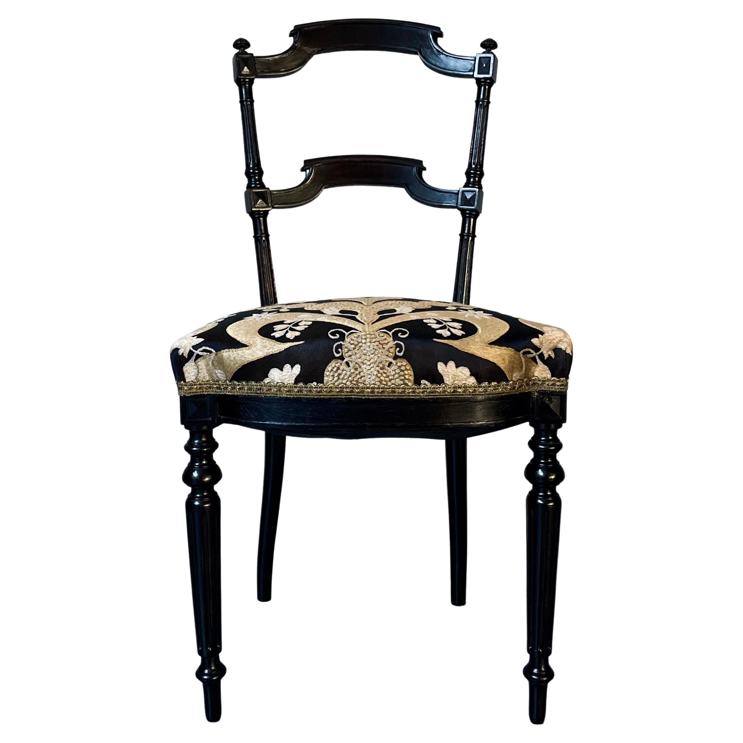 Napoleon III Ebonized Parlor Chair, 19th Century France 