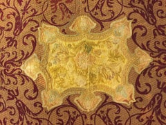 19th Century France Needle Point Hand-Knotted Wool and Silk Red Gold Tapestry