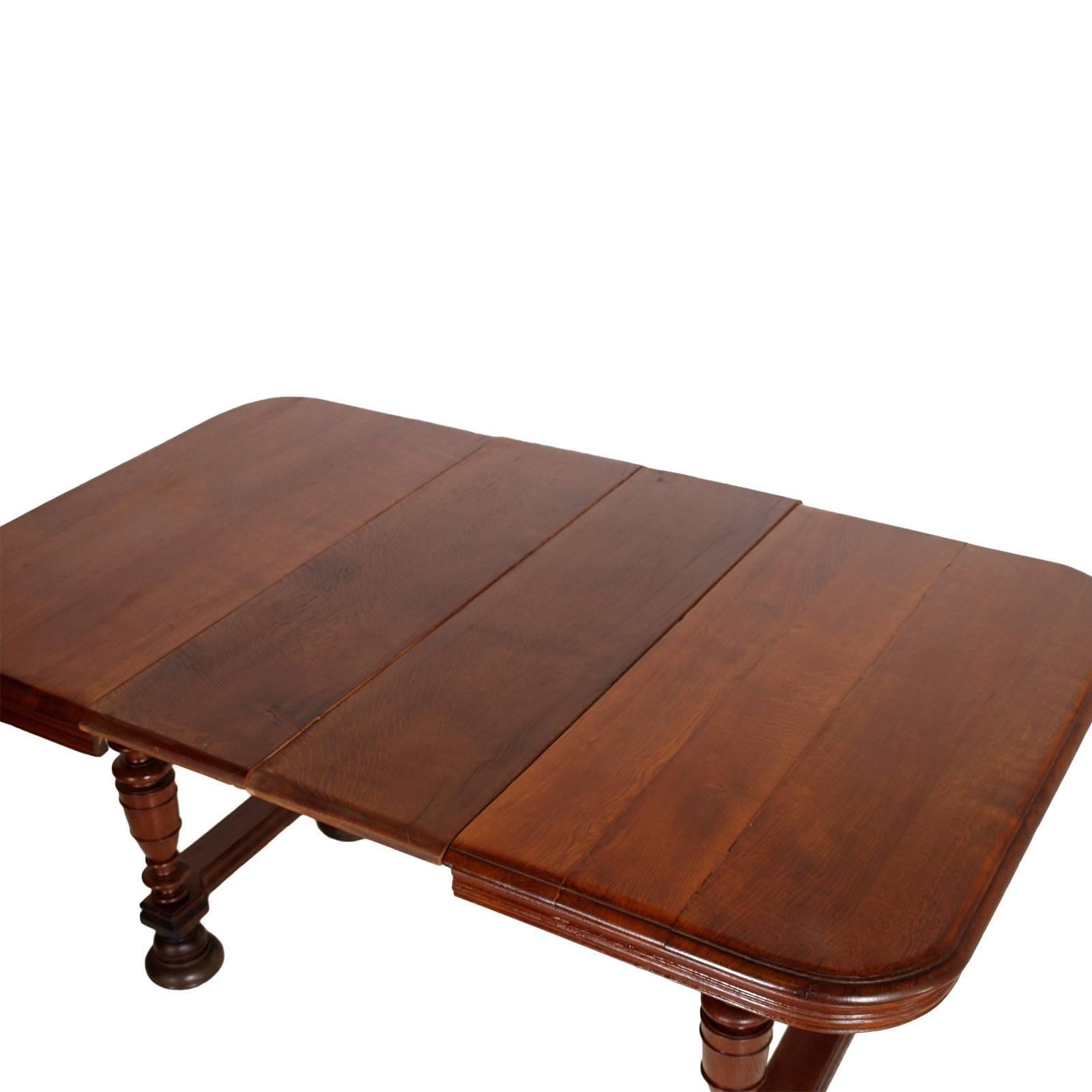 19th Century France Provencal Extendable Table Solid Oak, Restored, Wax-Polished For Sale 1