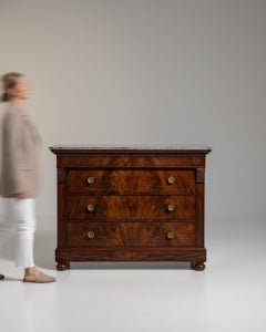 19th Century France Rich Mahogany Flame Mahogany Chest Of Drawers