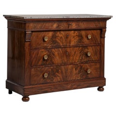 19th Century France Rich Mahogany Flame Mahogany Chest Of Drawers