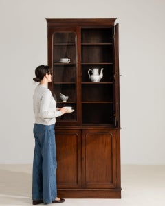 19th Century France Rich Mahogany Glazed Mahogany Bookcase Cabinet