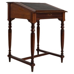 19th Century France Rich Mahogany Leather-Top Writing Table