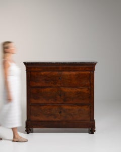 19th Century France Rich Mahogany Marble-Top Mahogany Chest