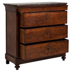 19th Century France Rich Mahogany Marble-Top Mahogany Chest