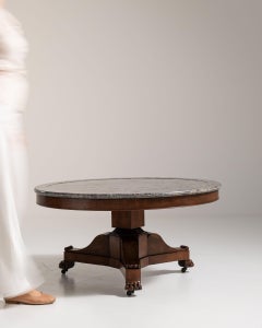 19th Century France Rich Mahogany Marble-Top Mahogany Pedestal Table