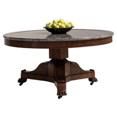 19th Century France Rich Mahogany Marble-Top Mahogany Pedestal Table