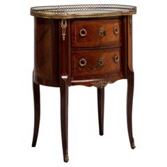 19th Century France Rich Mahogany Petite Marble-Top Side Table