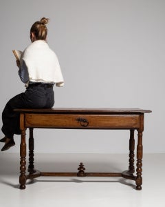 19th Century France Rich Walnut Brown Barley-Twist Console Table