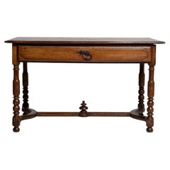 19th Century France Rich Walnut Brown Barley-Twist Console Table