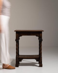 19th Century France Rich Walnut Brown Carved Walnut Side Table