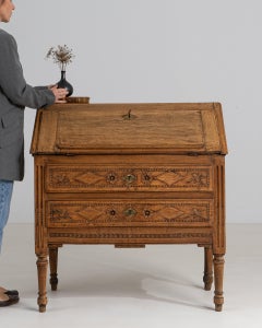 19th Century France Rich Walnut Brown Carved Walnut Side Table