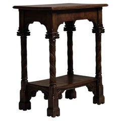 19th Century France Rich Walnut Brown Carved Walnut Side Table