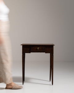 19th Century France Rich Walnut Brown Carved Walnut Side Table With Drawer