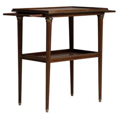 19th Century France Rich Walnut Brown Carved Walnut Side Table With Shelf