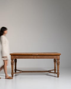 19th Century France Rich Walnut Brown Extending Walnut Trestle Table