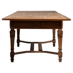 19th Century France Rich Walnut Brown Extending Walnut Trestle Table