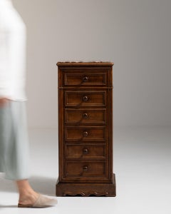 19th Century France Rich Walnut Brown Narrow Walnut Semainier